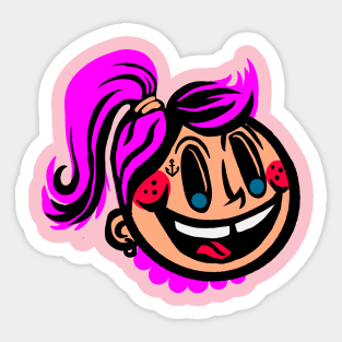 Stoked young woman Sticker